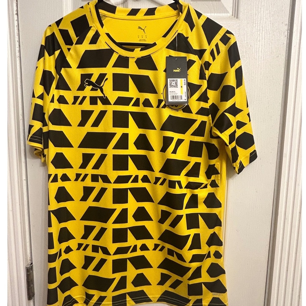 Puma Men Borussia Dortmund BVB Warm Up Jersey Yellow Black 781685-01 Medium NWT